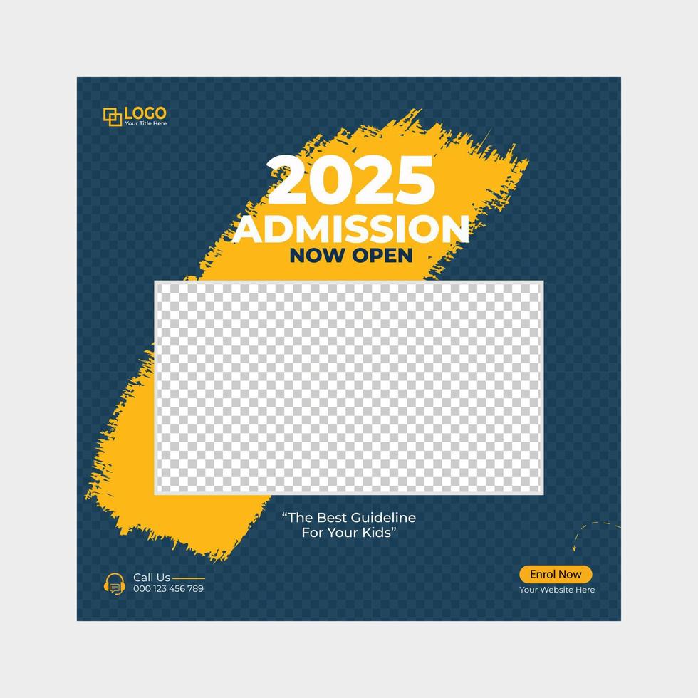 Creative school education admission social media post design vector