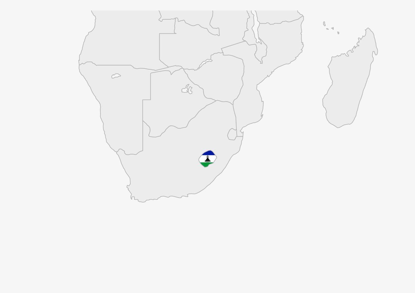 Lesotho map highlighted in Lesotho flag colors vector