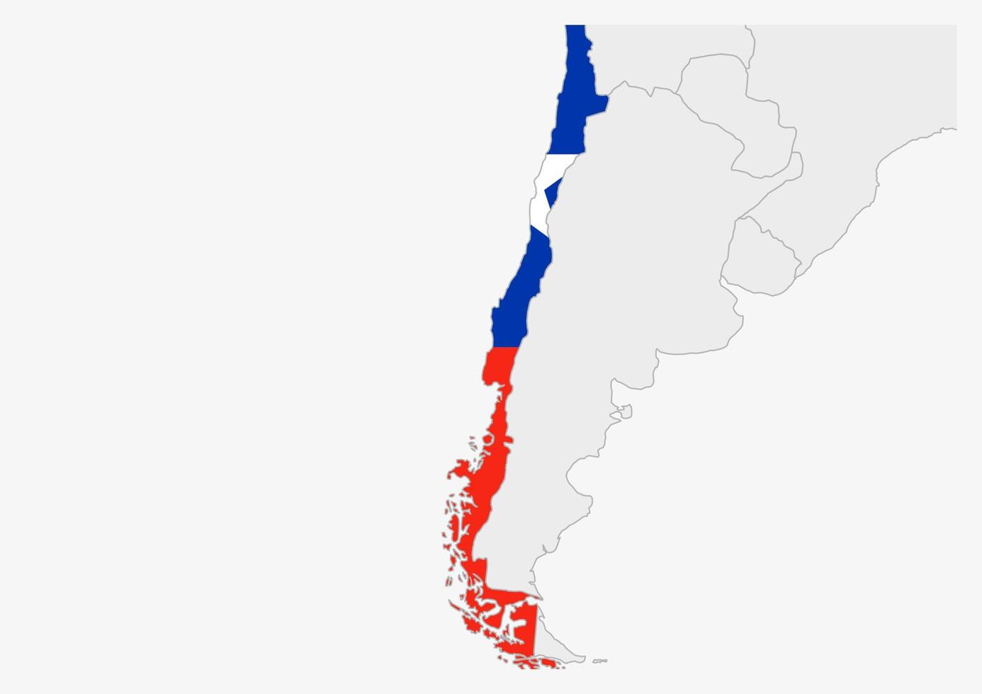 Chile map highlighted in Chile flag colors vector