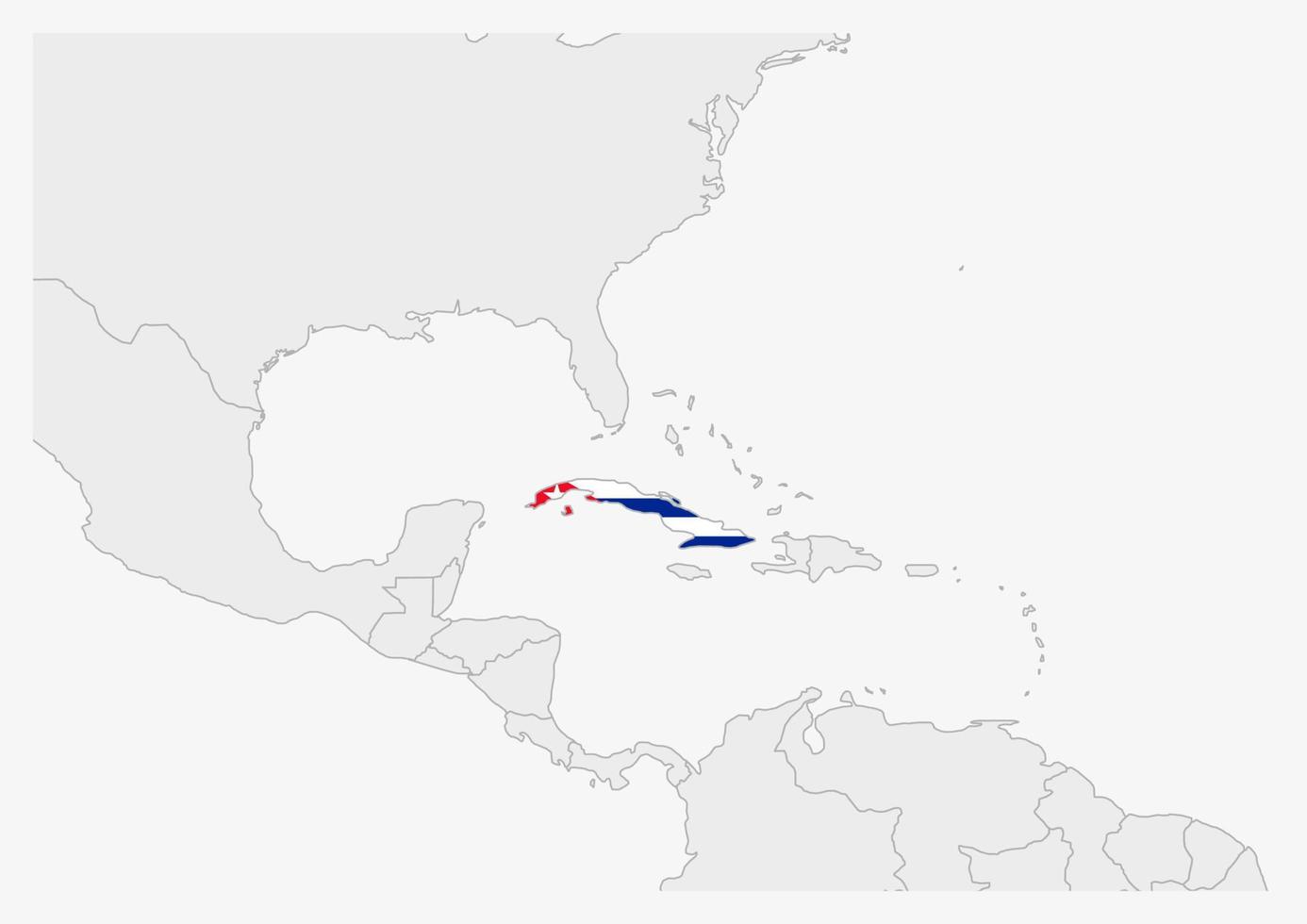 Cuba map highlighted in Cuba flag colors vector
