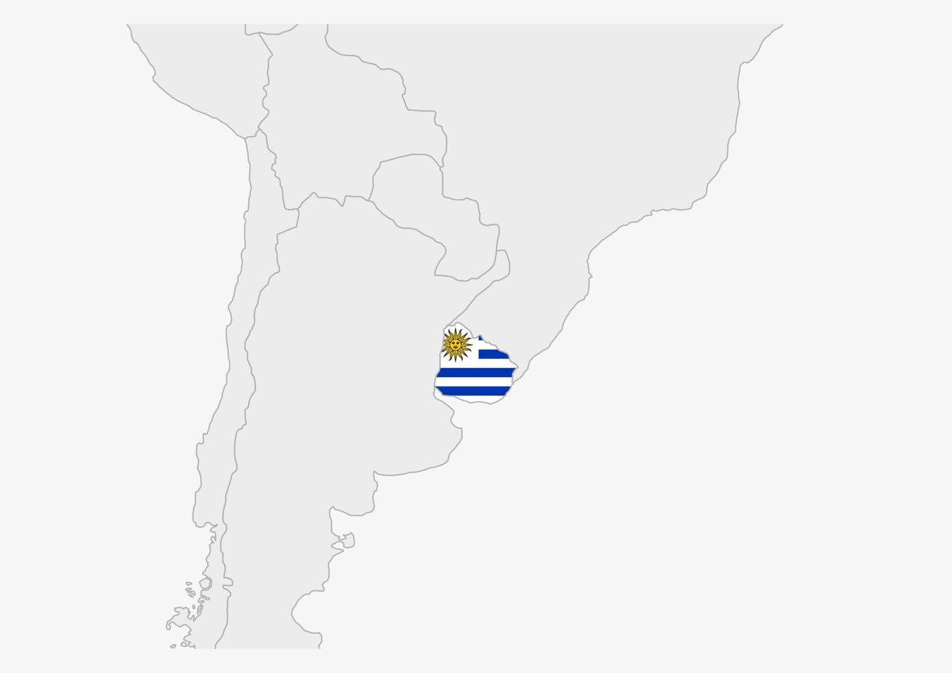 Uruguay map highlighted in Uruguay flag colors vector