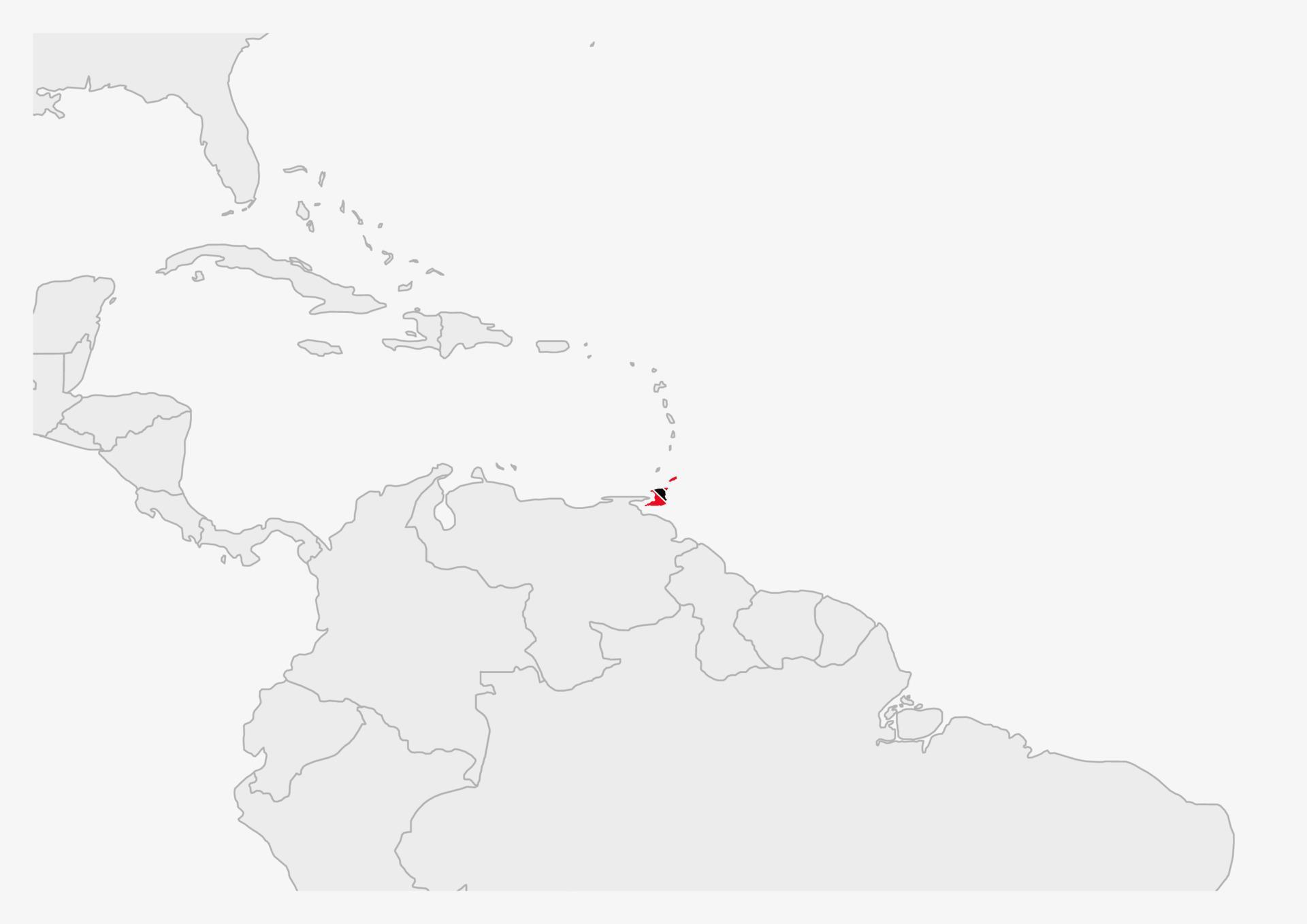 Trinidad and tobago map highlighted in trinidad and tobago flag colors