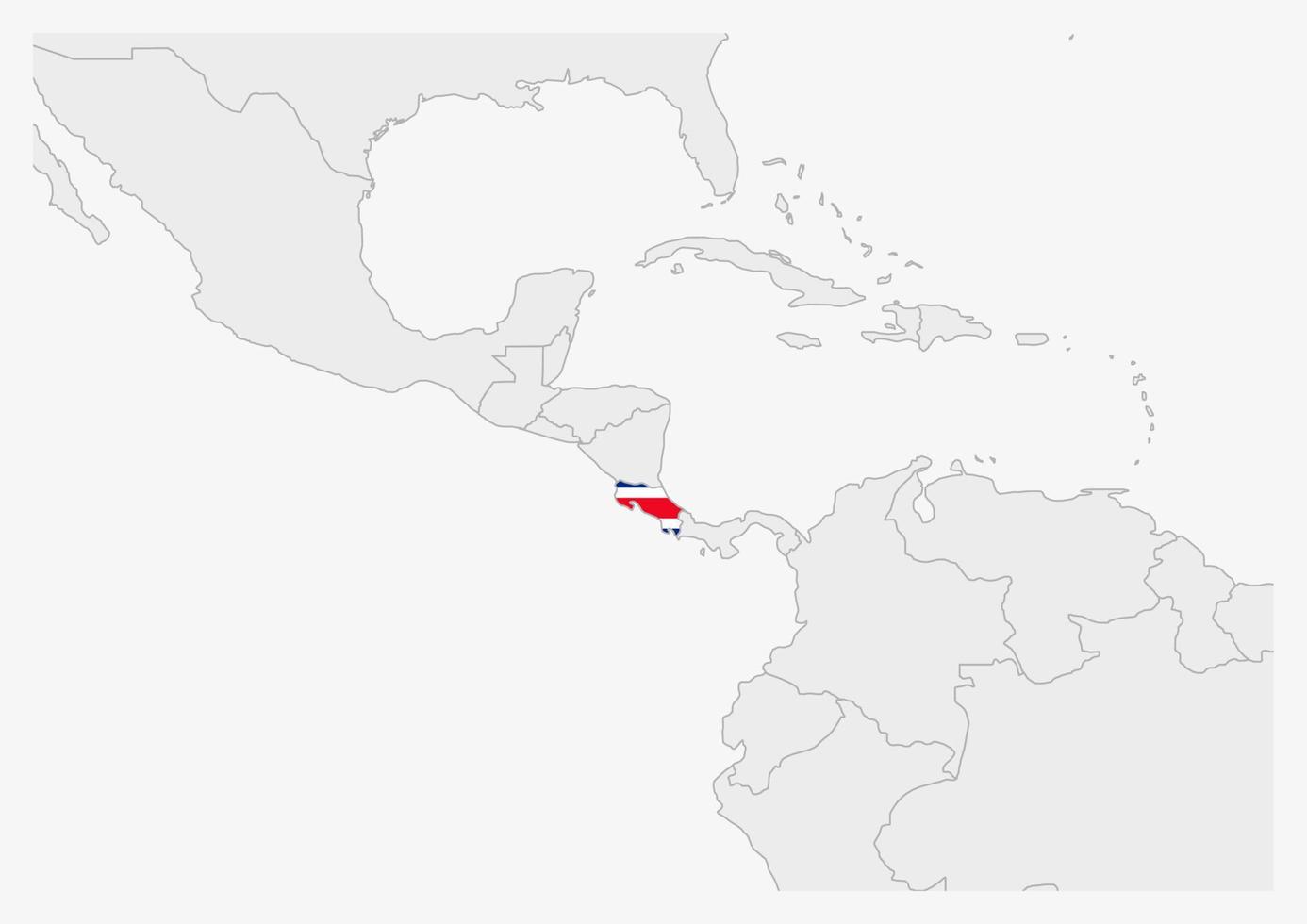 mapa de costa rica resaltado en los colores de la bandera de costa rica vector