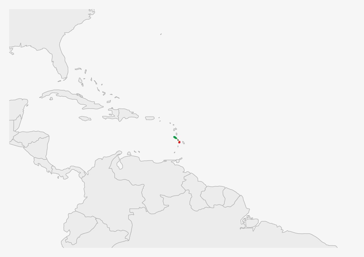 mapa de saint kitts y nevis resaltado en los colores de la bandera de saint kitts y nevis vector