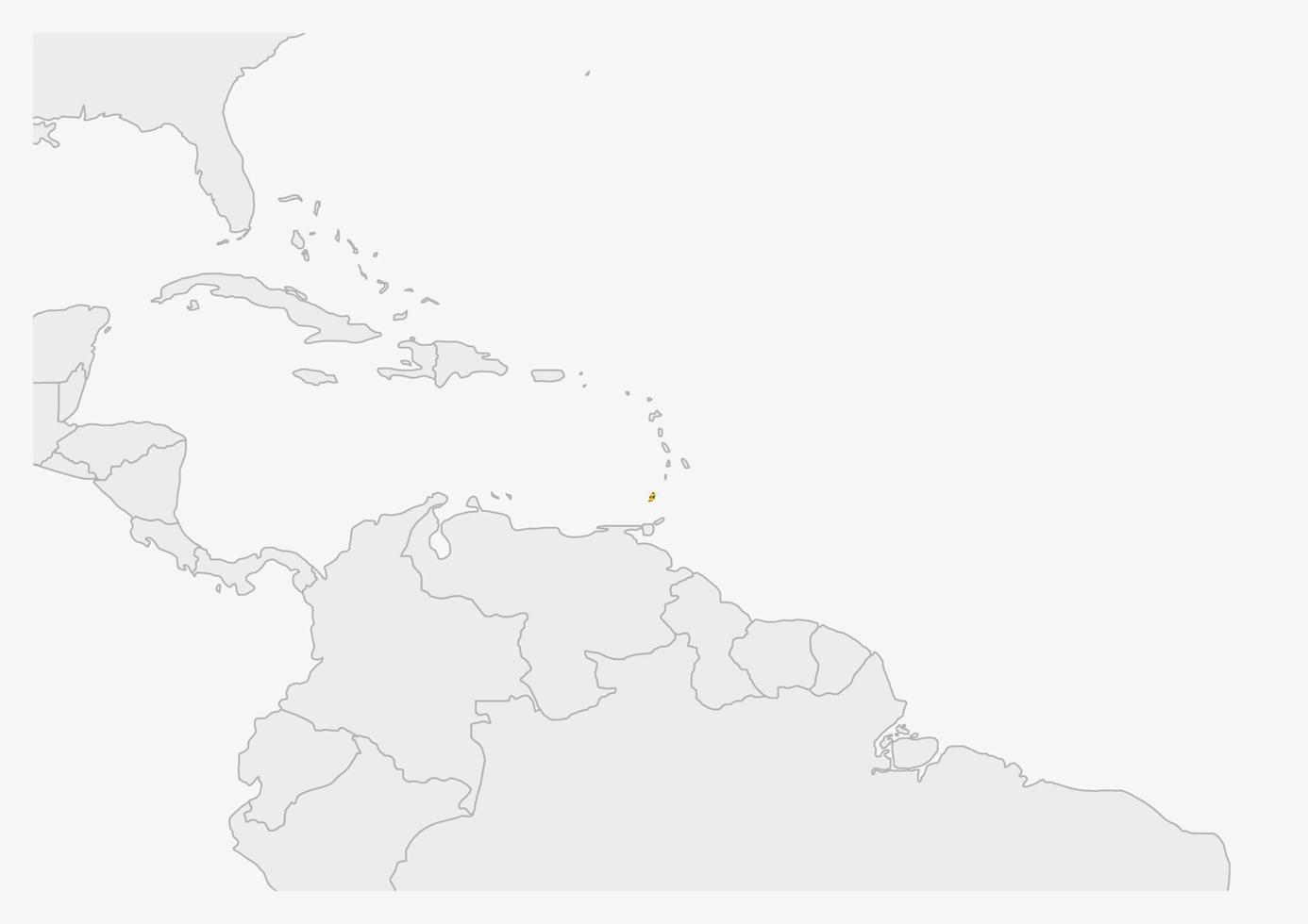 Grenada map highlighted in Grenada flag colors vector
