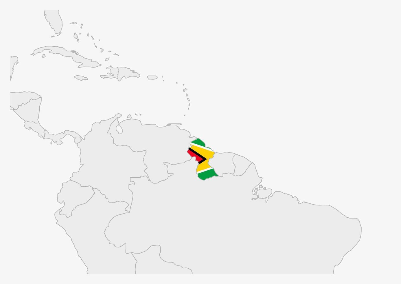 Guyana map highlighted in Guyana flag colors vector