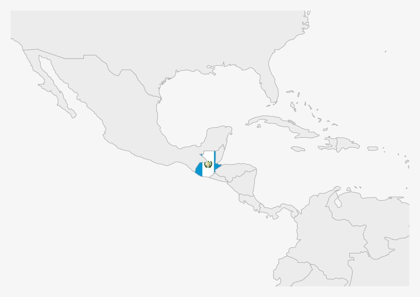 Guatemala map highlighted in Guatemala flag colors vector