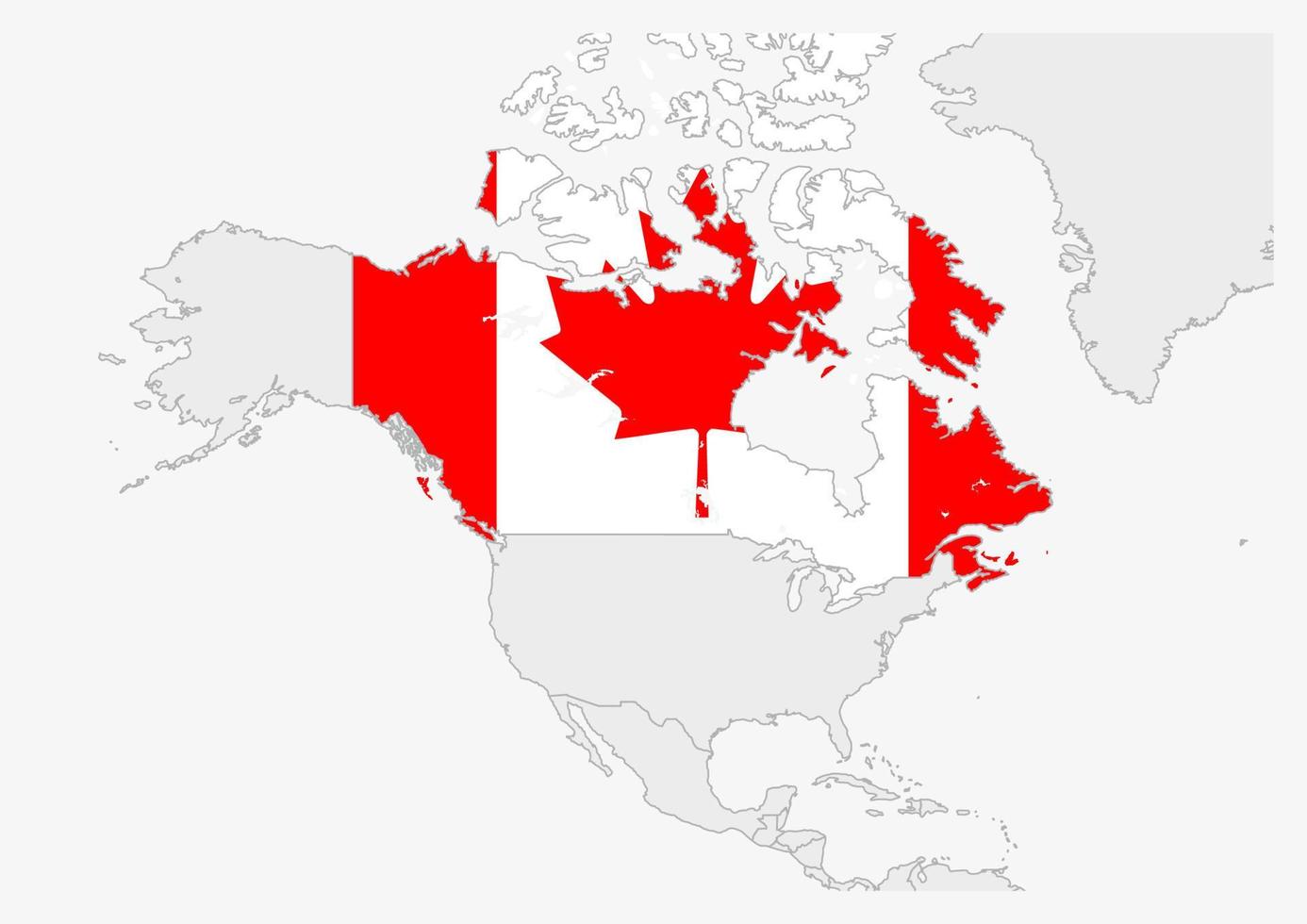 Canada map highlighted in Canada flag colors vector