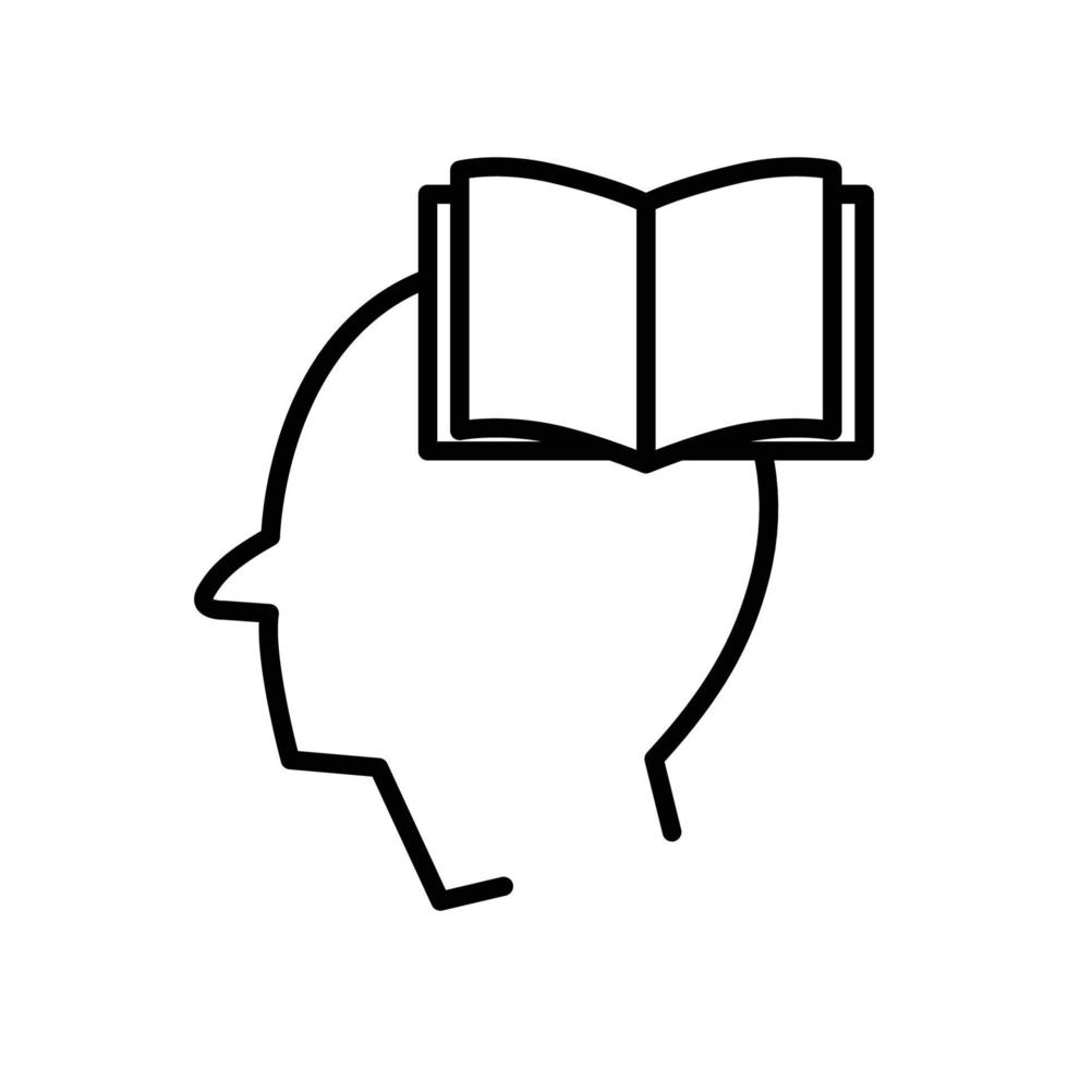 Head line icon illustration with open book. icon illustration related to intelligence, learning, education. Simple vector design editable.