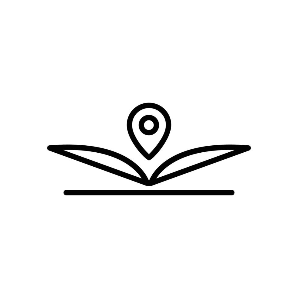 Open book line icon illustration with map. icon illustration related to library location. Simple vector design editable.