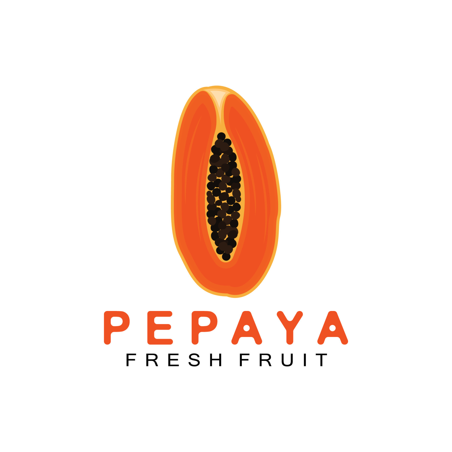 Textured Orange Fruit Design Papaya Logo, Papaya Tree Brand Product
