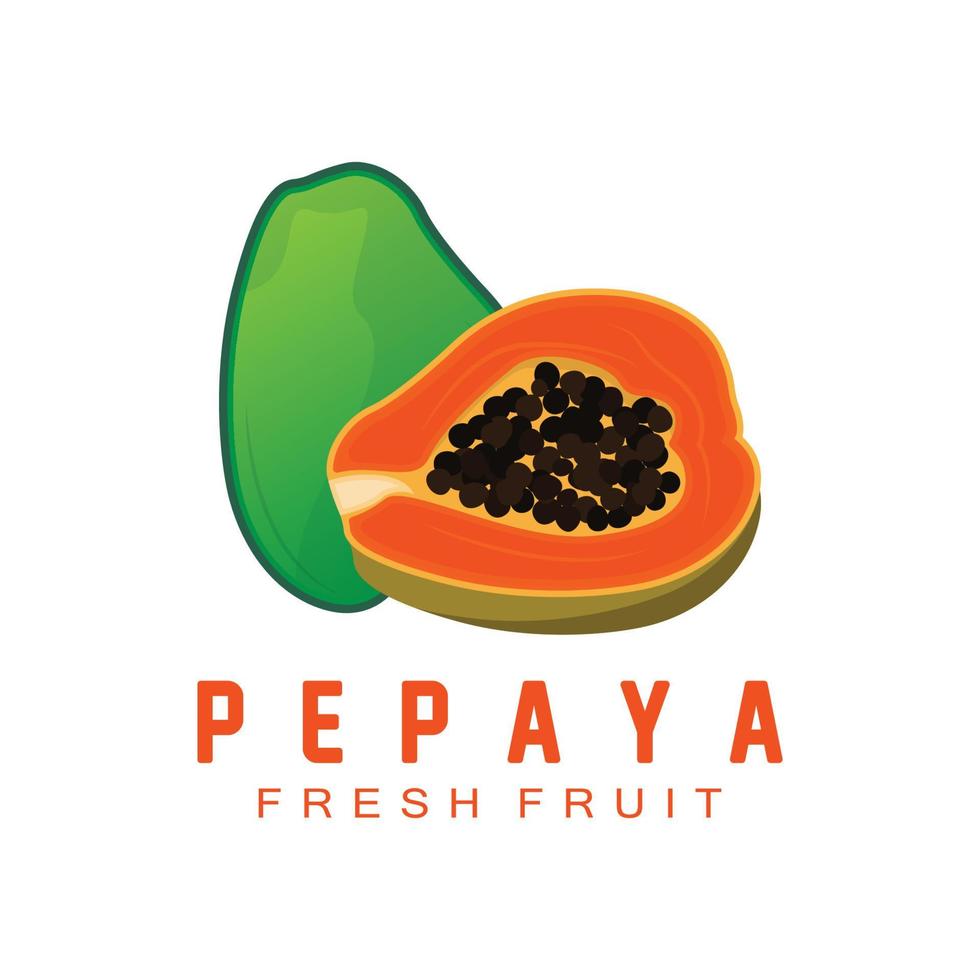 logotipo de papaya con diseño de fruta naranja texturizada, vector de etiqueta de producto de marca de árbol de papaya, mercado de frutas