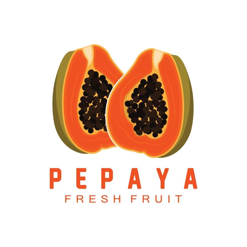 Textured Orange Fruit Design Papaya Logo, Papaya Tree Brand Product