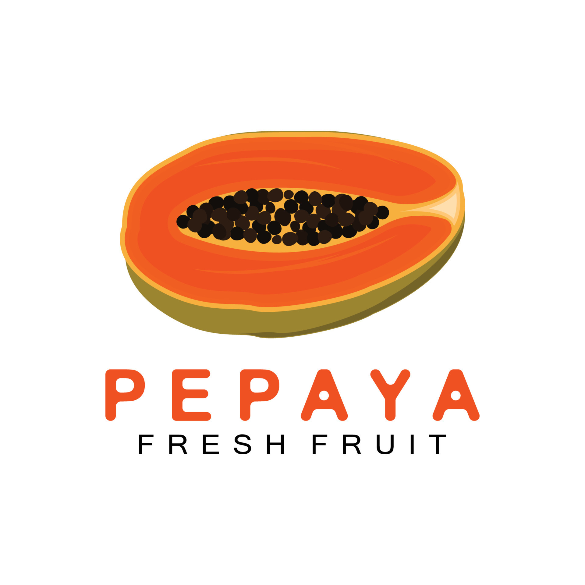 Textured Orange Fruit Design Papaya Logo, Papaya Tree Brand Product Label Vector, Fruit Market