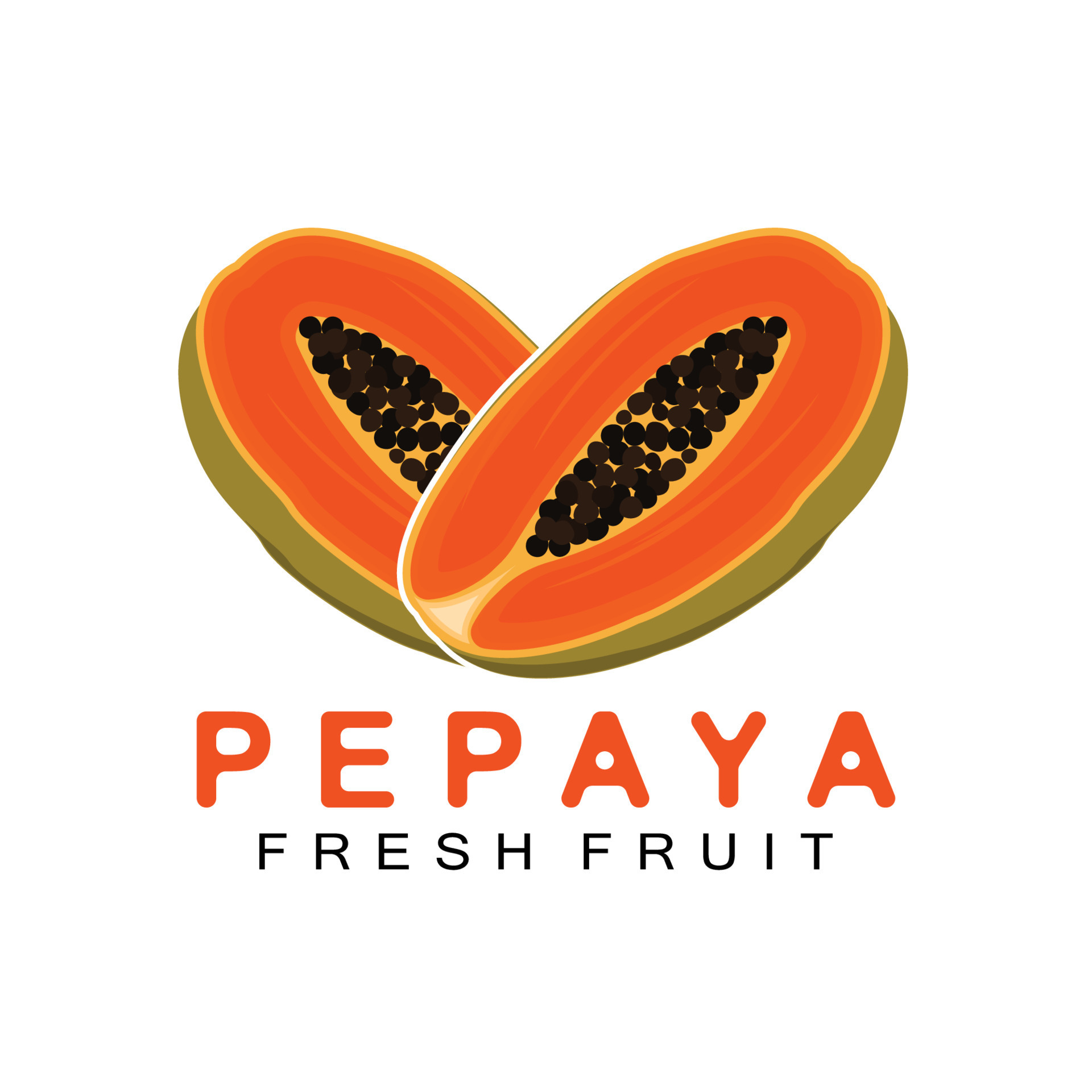 Textured Orange Fruit Design Papaya Logo, Papaya Tree Brand Product