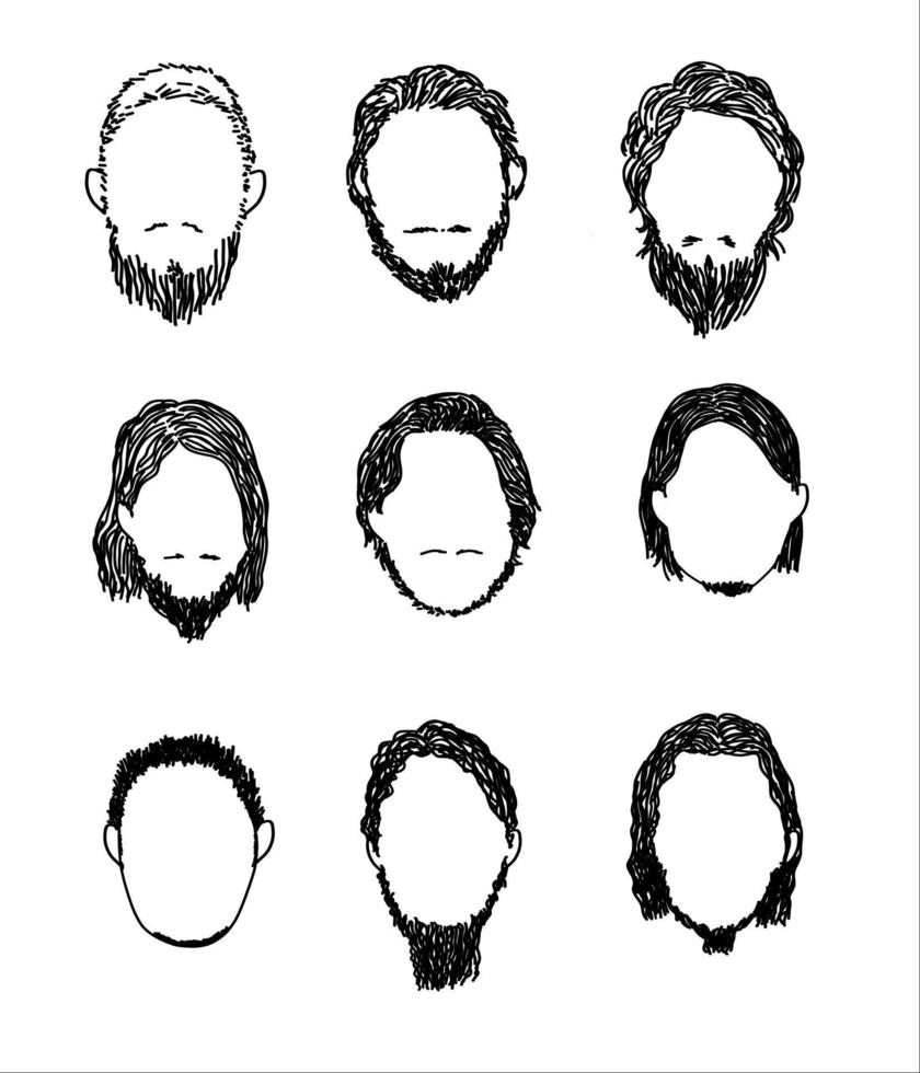 set of bearded men vector