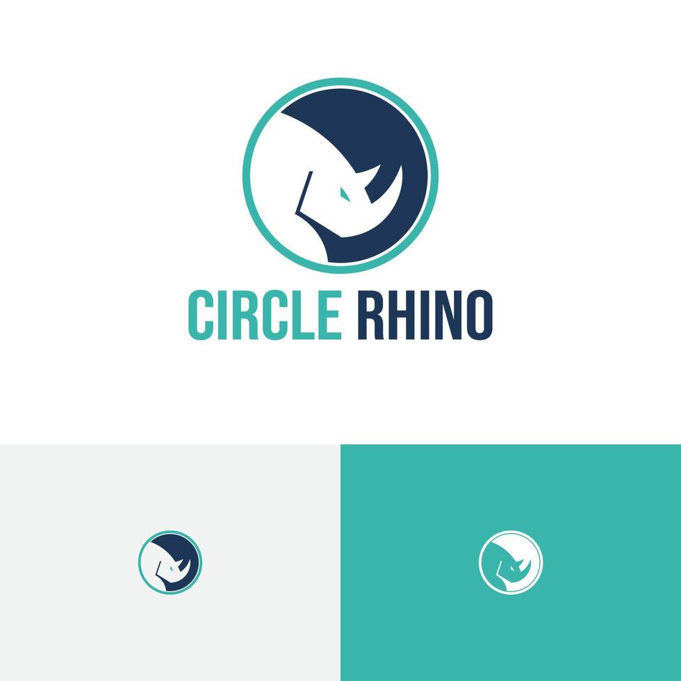 Circle Rhino Rhinoceros Animal Zoo Negative Space Logo vector