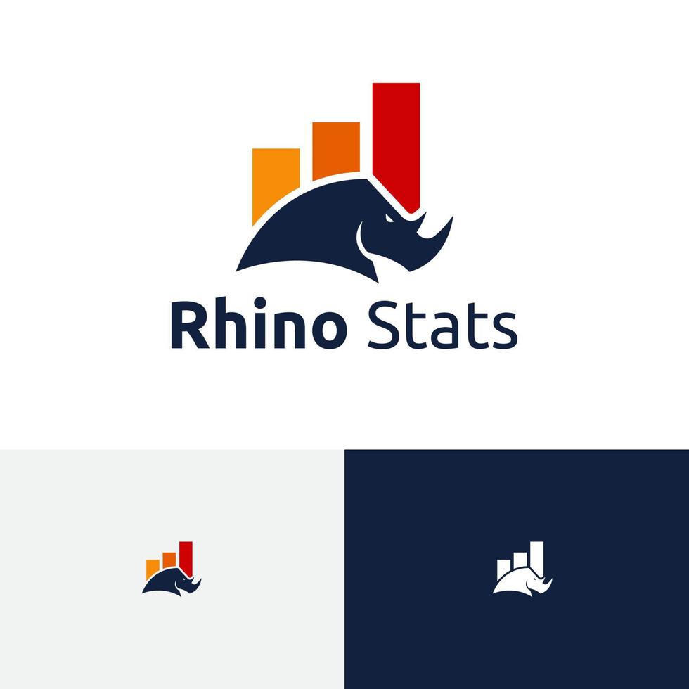 Rhino Stats Rhinoceros Animal Jumping Finance Graph Chart Logo vector