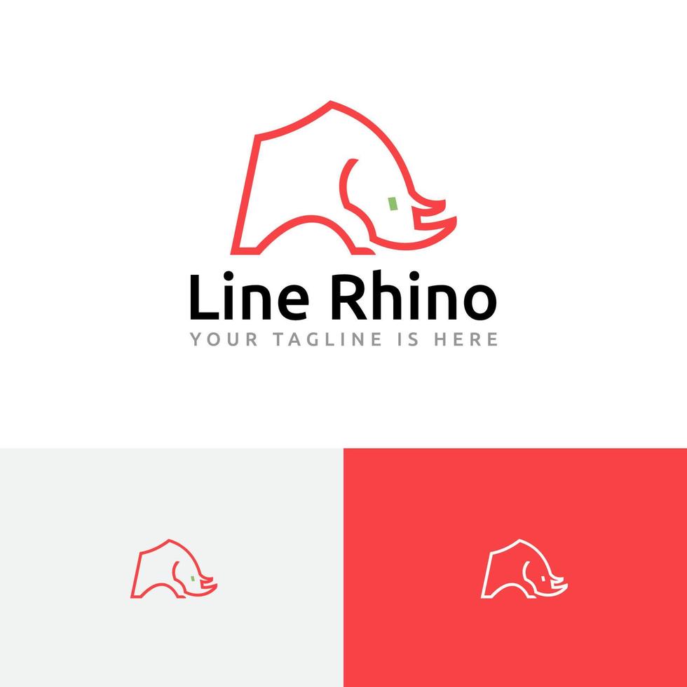 Rhino Rhinoceros Wild Animal Nature Abstract Monoline Logo vector