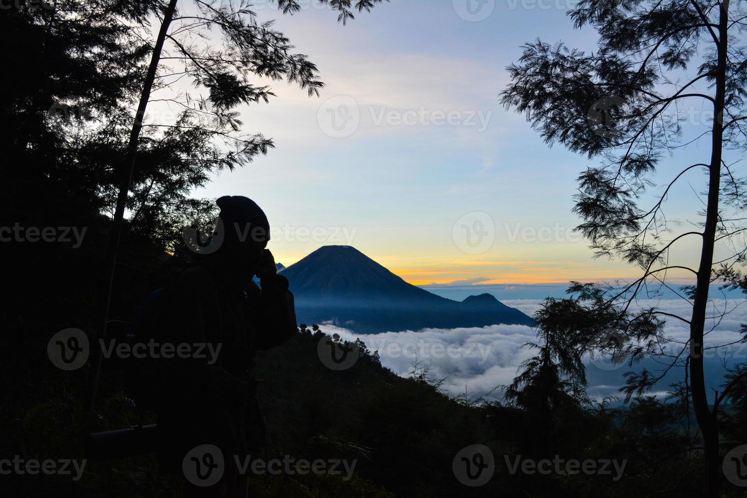 View of Mount Prau before sunrise photo