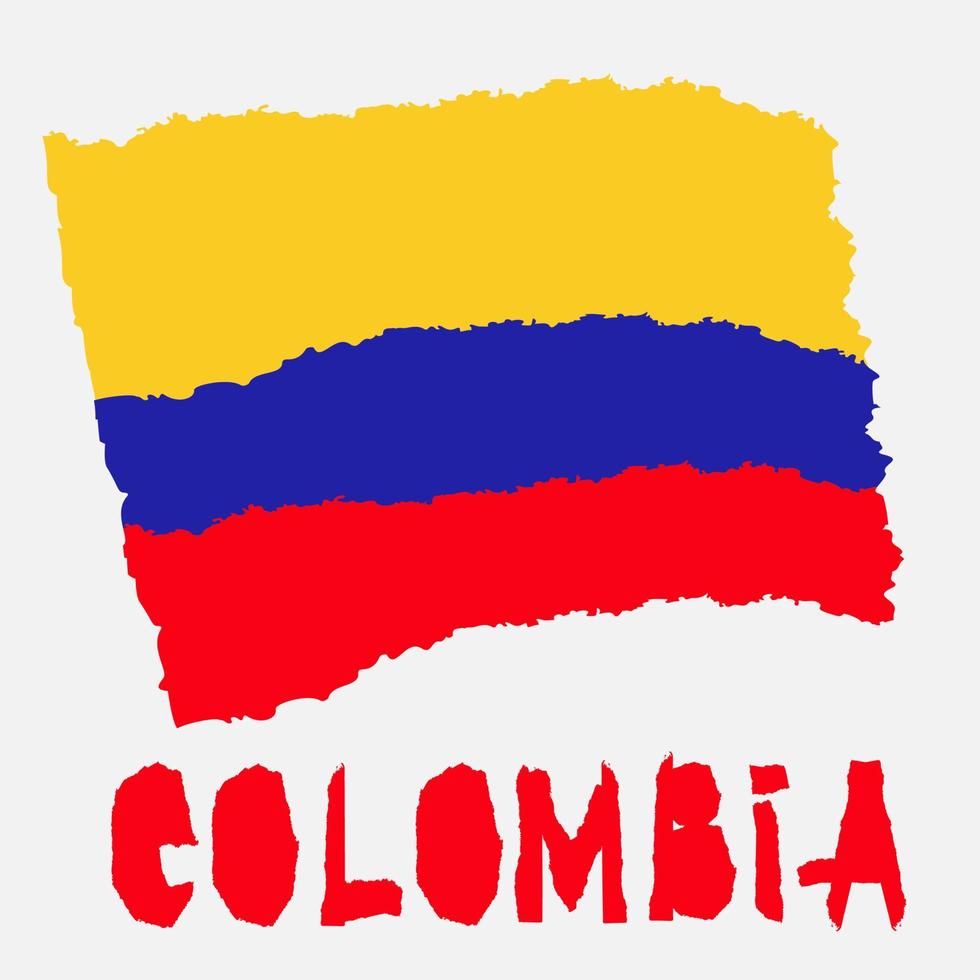 bandera nacional vintage de colombia en estilo de textura grunge de papel rasgado. antecedentes del día de la independencia. aislado en blanco buena idea para placa retro, banner, diseño gráfico de camiseta. vector