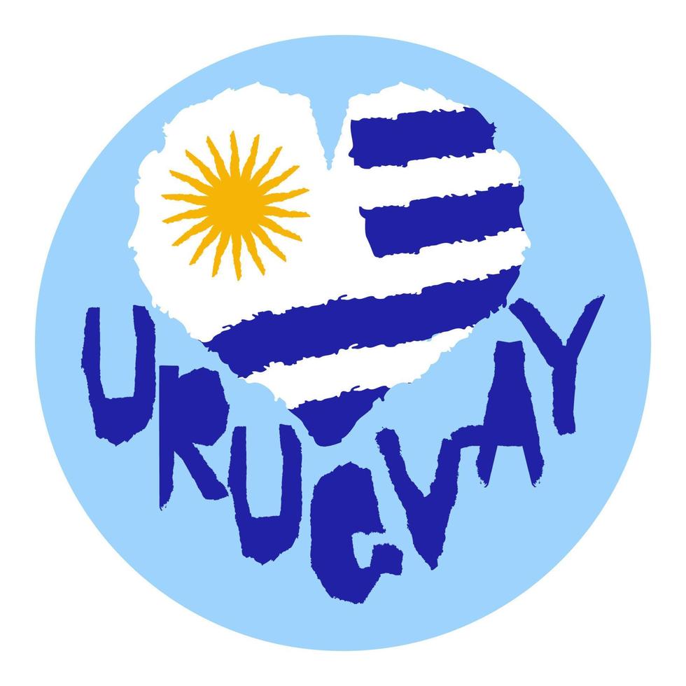 amor uruguay, américa. bandera nacional vintage en silueta de estilo de textura de grunge de papel rasgado de corazón. antecedentes del día de la independencia. buena idea para insignia retro, pancarta, diseño gráfico de camiseta. vector