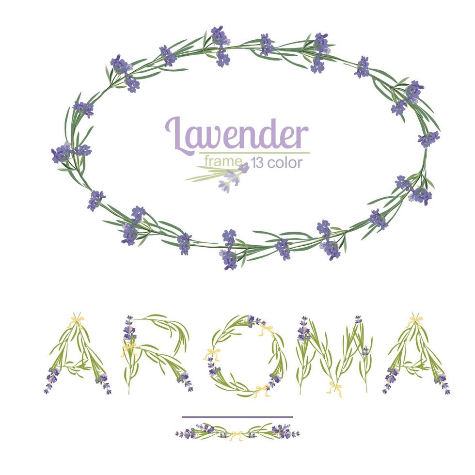 Typography slogan with lavender flower text Aroma for t shirt printing, embroidery, design. Graphic and printed tee vector