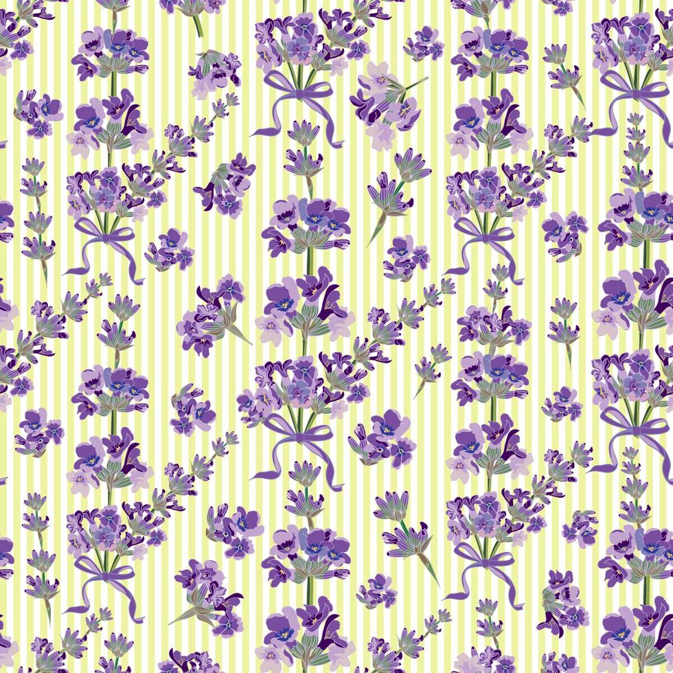 Seamless Lavender flowers background. Botanical illustration. vector