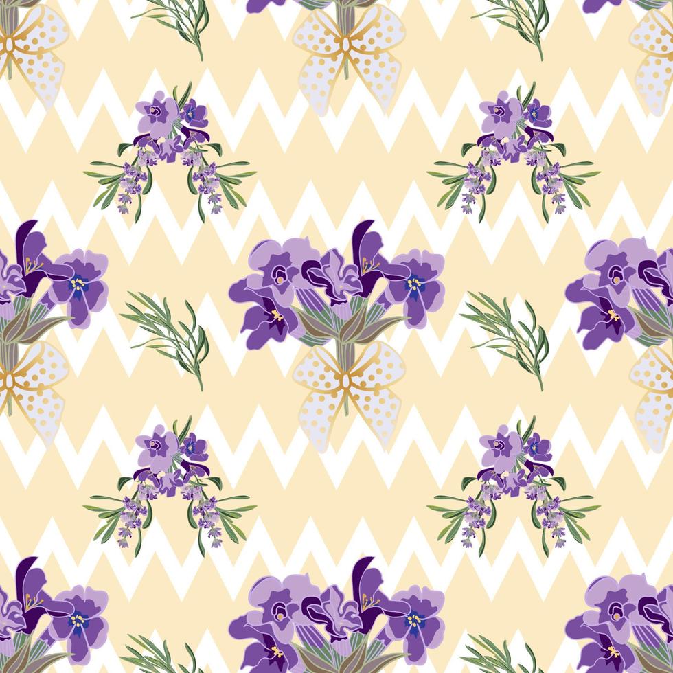 Seamless Lavender flowers background. Botanical illustration. vector