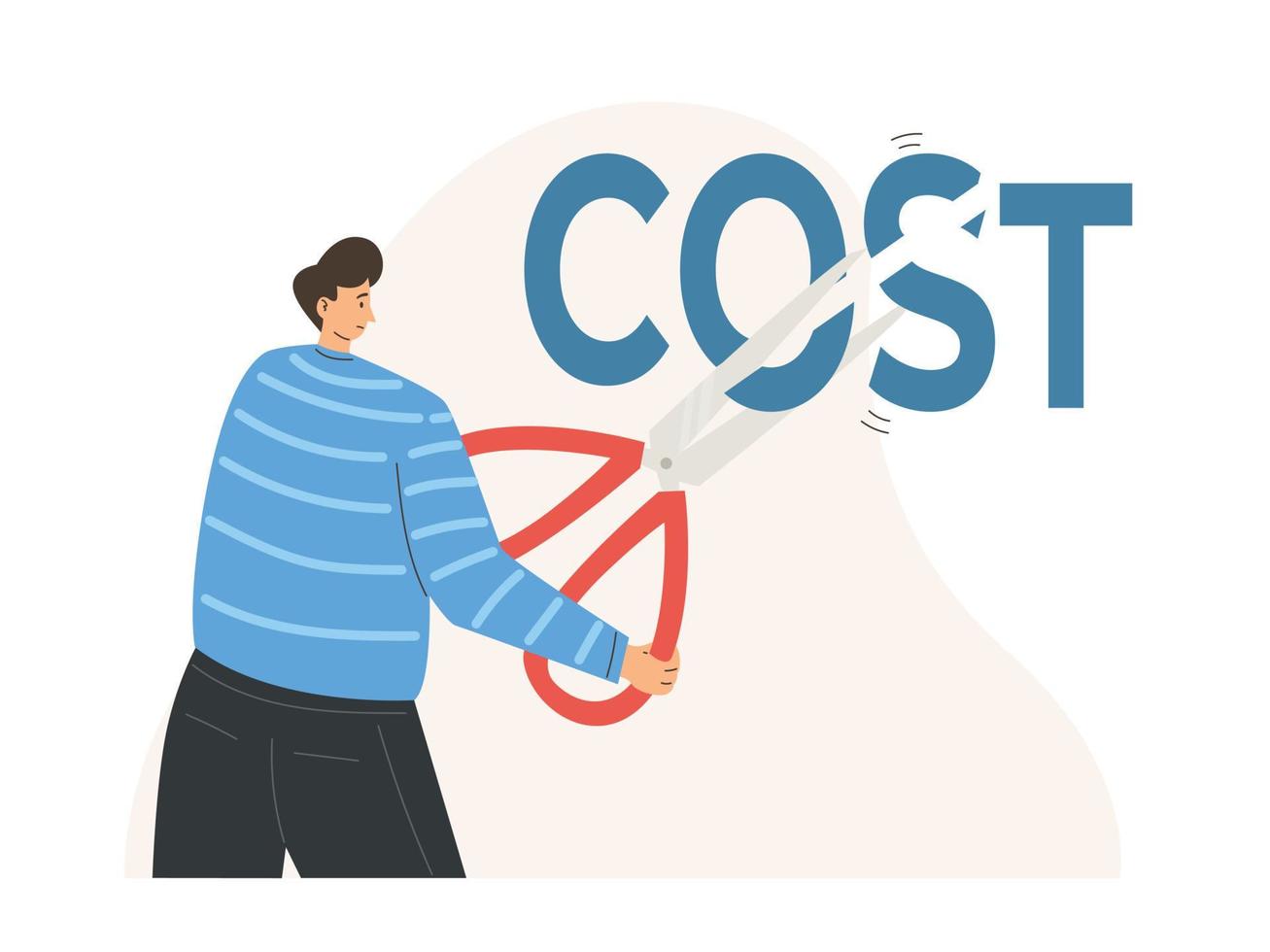 Illustration of cost reduction or decrease expense vector