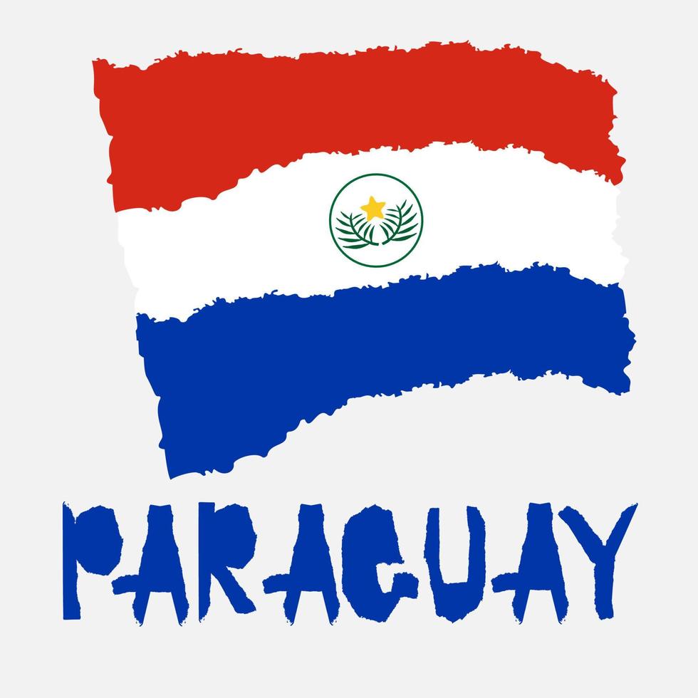 bandera nacional vintage de paraguay en estilo de textura grunge de papel rasgado. antecedentes del día de la independencia. aislado en blanco buena idea para placa retro, banner, diseño gráfico de camiseta. vector