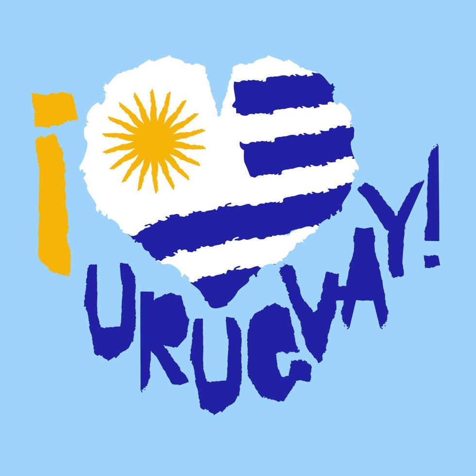 amor uruguay, américa. bandera nacional vintage en silueta de estilo de textura de grunge de papel rasgado de corazón. antecedentes del día de la independencia. buena idea para insignia retro, pancarta, diseño gráfico de camiseta. vector