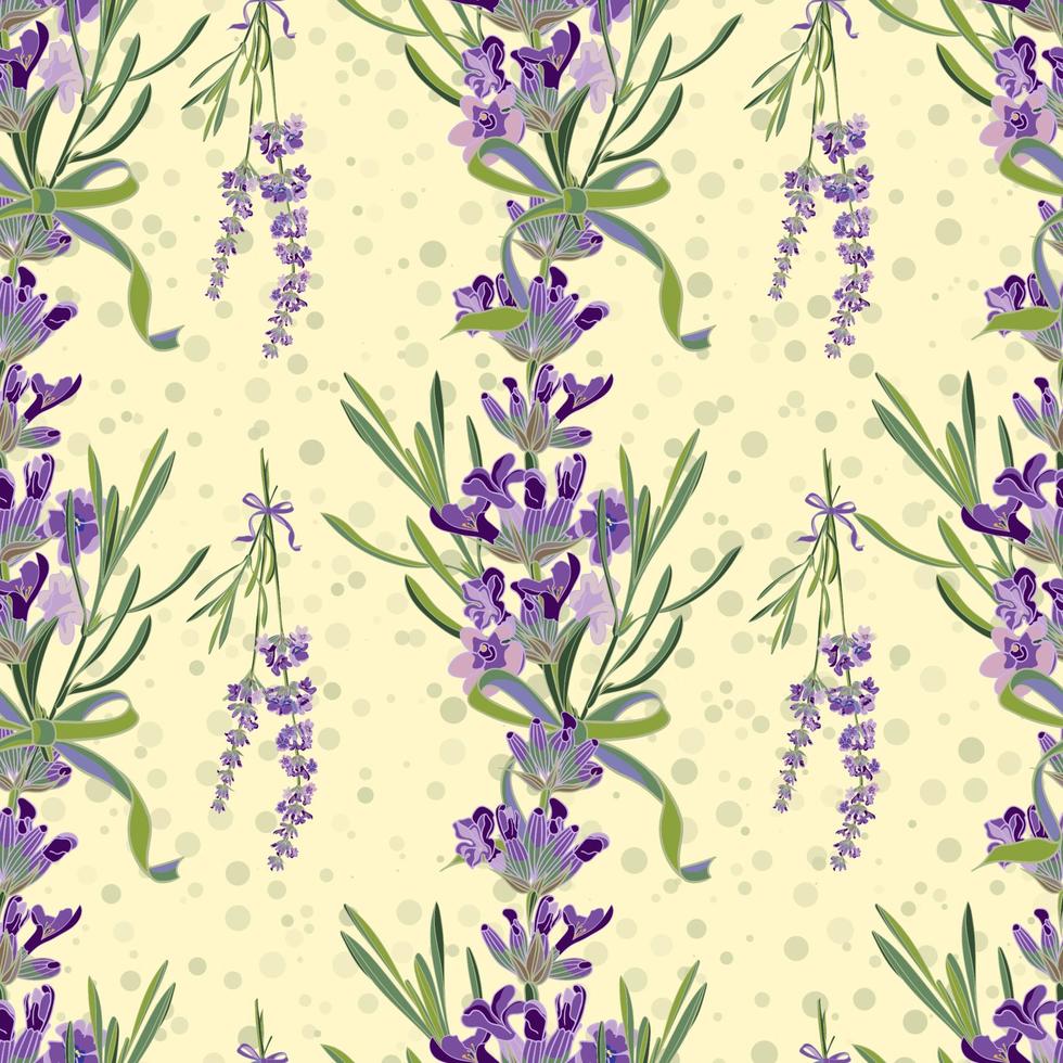 Seamless Lavender flowers background. Botanical illustration. vector