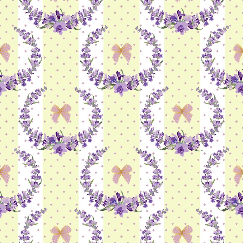 Seamless Lavender flowers background. Botanical illustration. vector