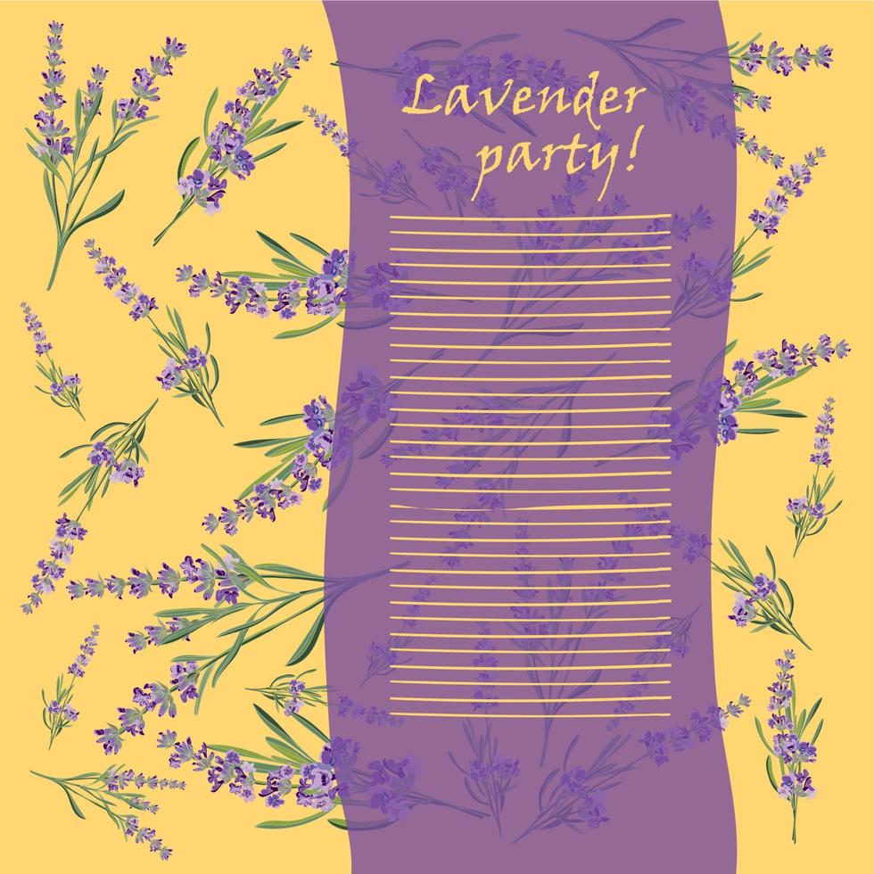 Invitation cards with flower frame Lavender vector