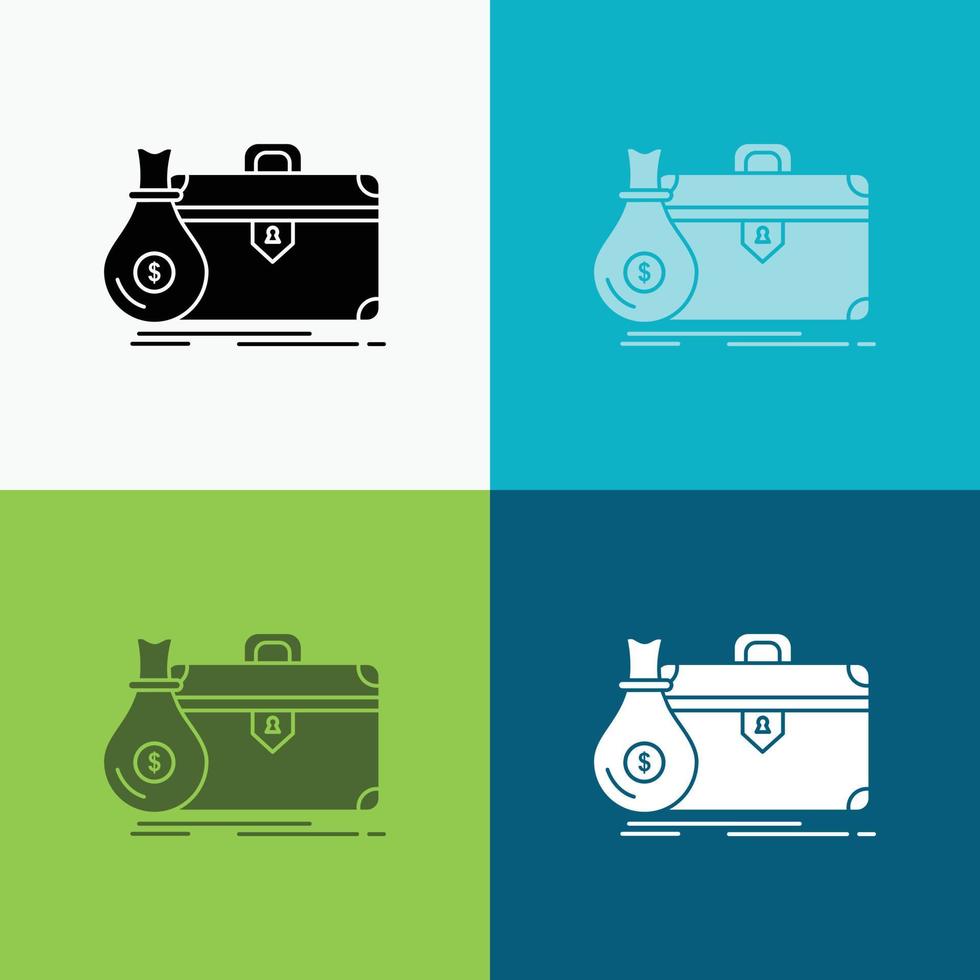 briefcase. business. case. open. portfolio Icon Over Various Background. glyph style design. designed for web and app. Eps 10 vector illustration