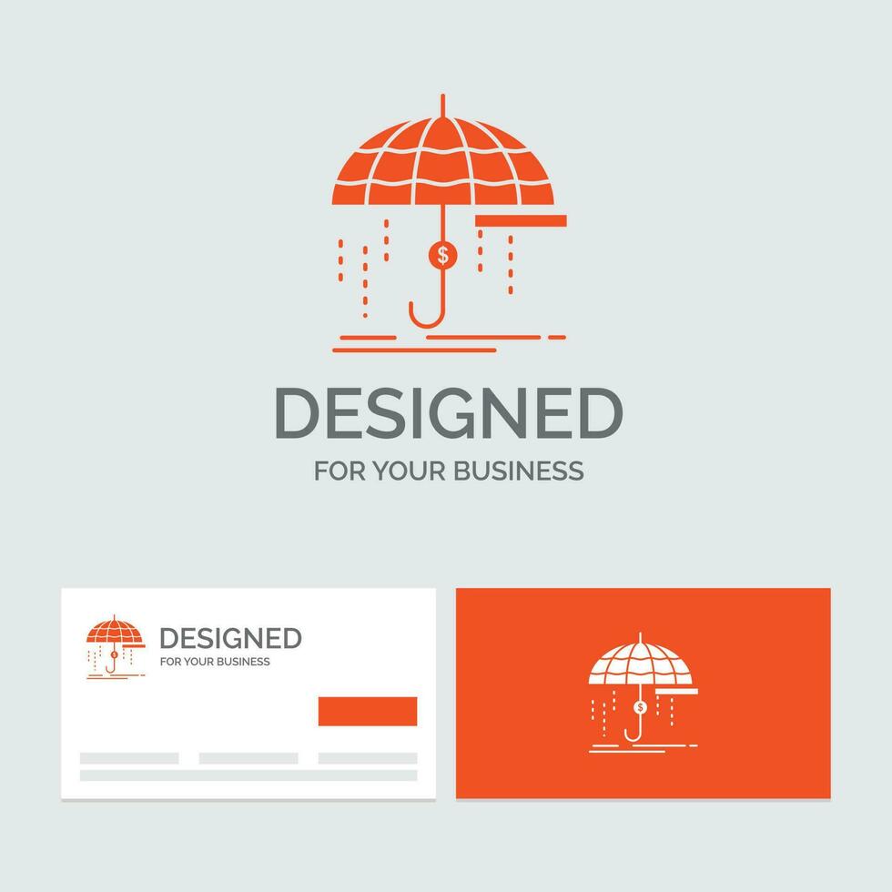 Business logo template for Finance. financial. insurance. money. protection. Orange Visiting Cards with Brand logo template. vector
