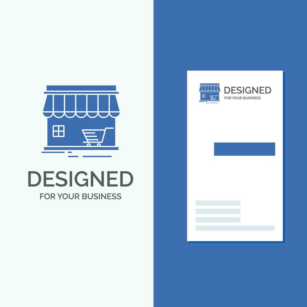 Business Logo for shop. store. market. building. shopping. Vertical Blue Business .Visiting Card template. vector