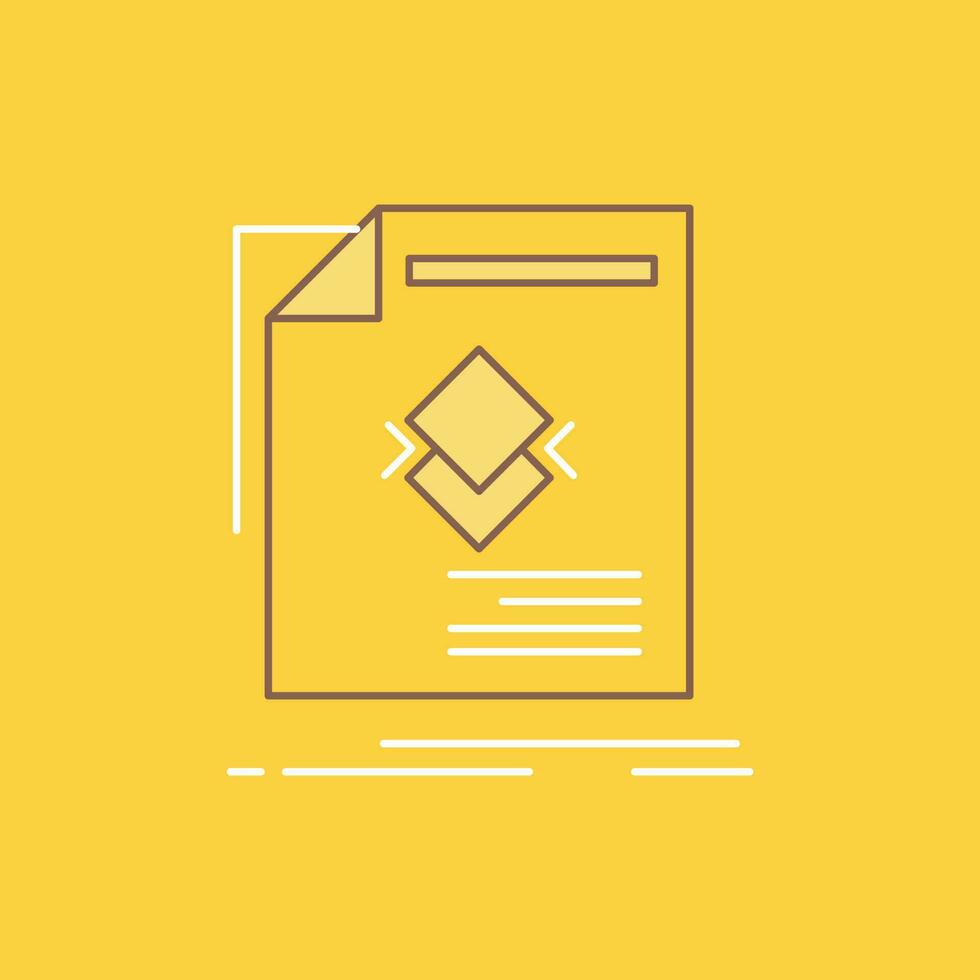 ad. advertisement. leaflet. magazine. page Flat Line Filled Icon. Beautiful Logo button over yellow background for UI and UX. website or mobile application vector