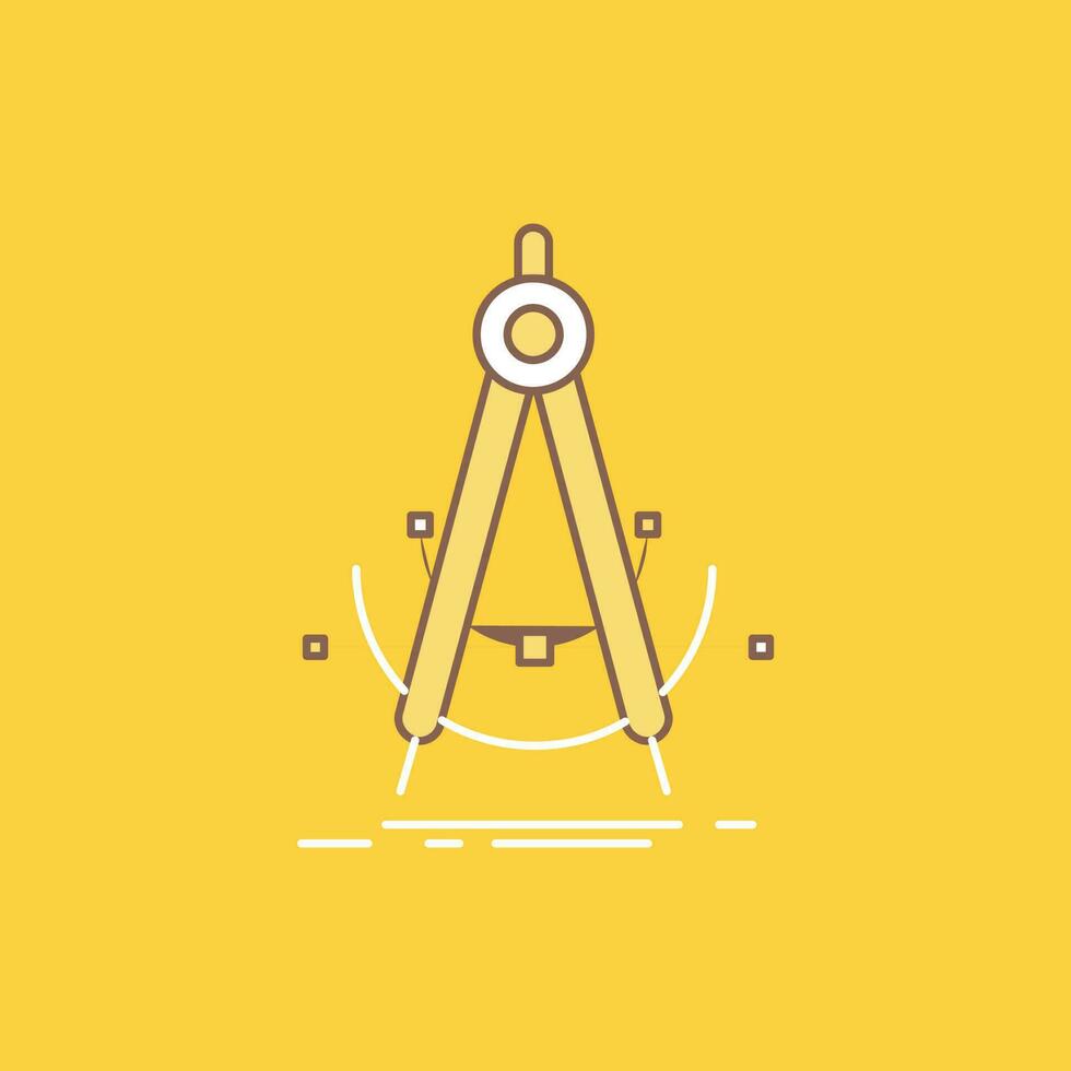 Precision. accure. geometry. compass. measurement Flat Line Filled Icon. Beautiful Logo button over yellow background for UI and UX. website or mobile application vector
