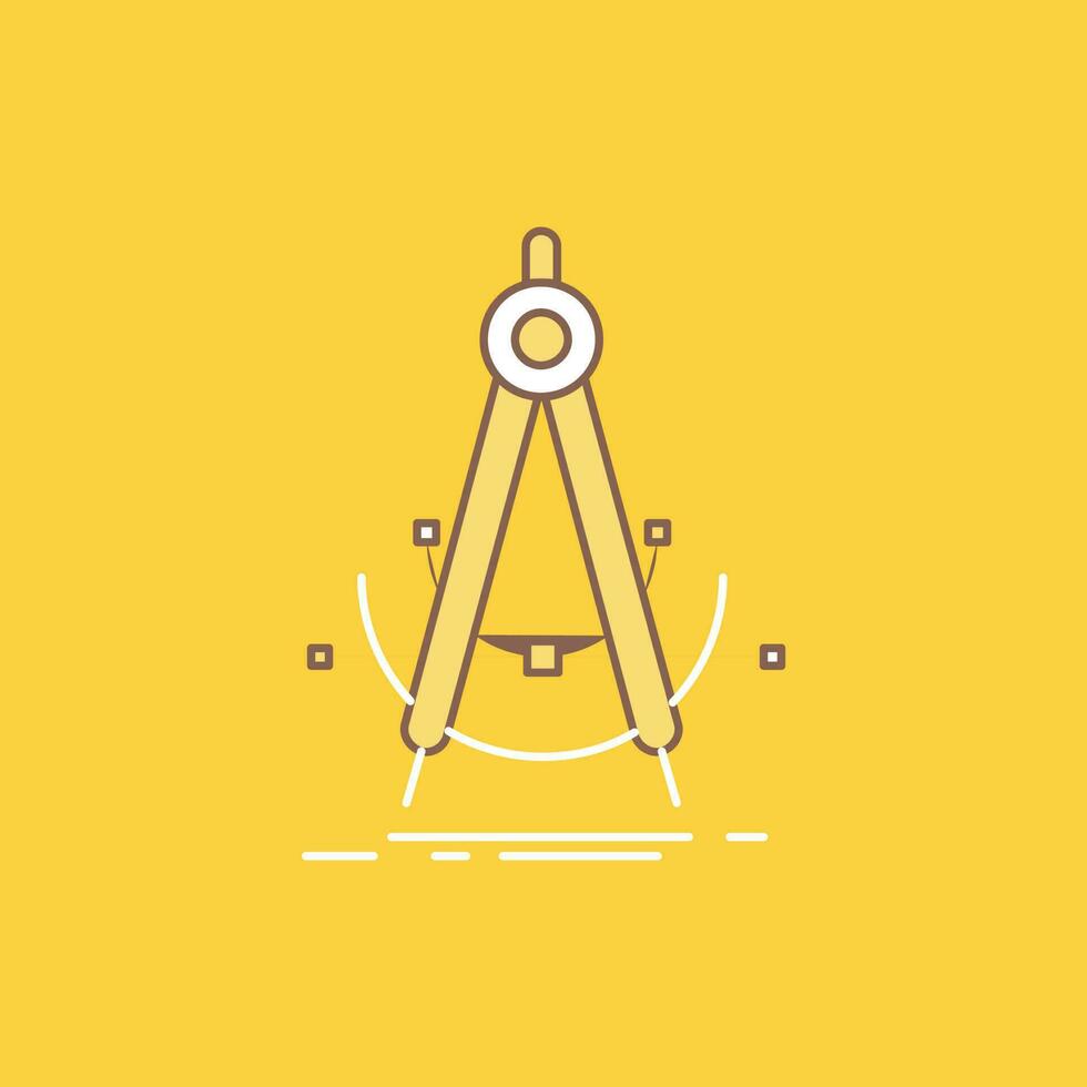 precisión. exacto geometría. Brújula. icono lleno de línea plana de medición. hermoso botón de logotipo sobre fondo amarillo para ui y ux. sitio web o aplicación móvil vector