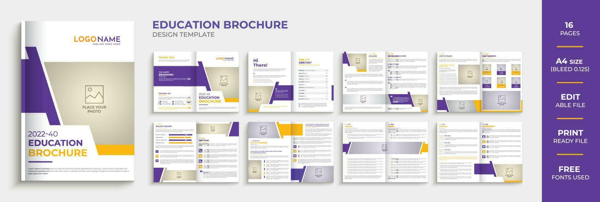 Modern and creative kid education school brochure template design. school, college, and university admission profile brochure layout vector