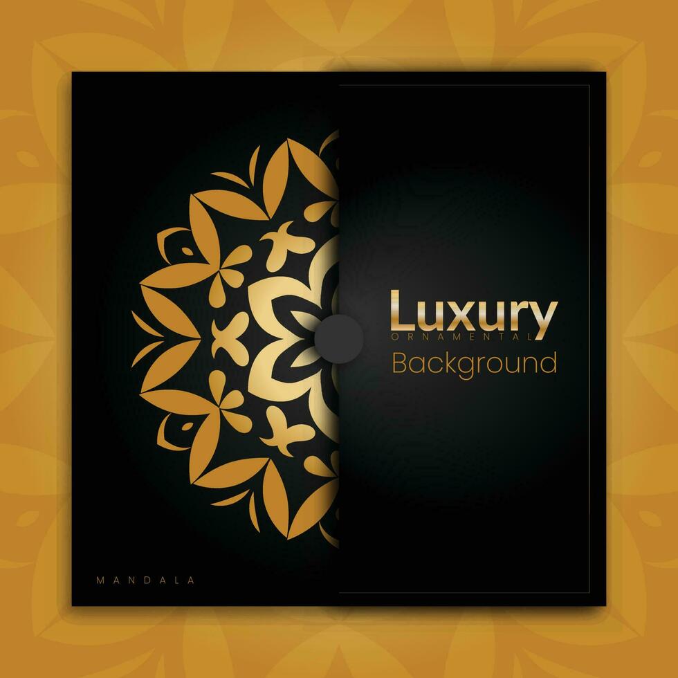 Luxury background with gold islamic mandala ornament on dark surface vector