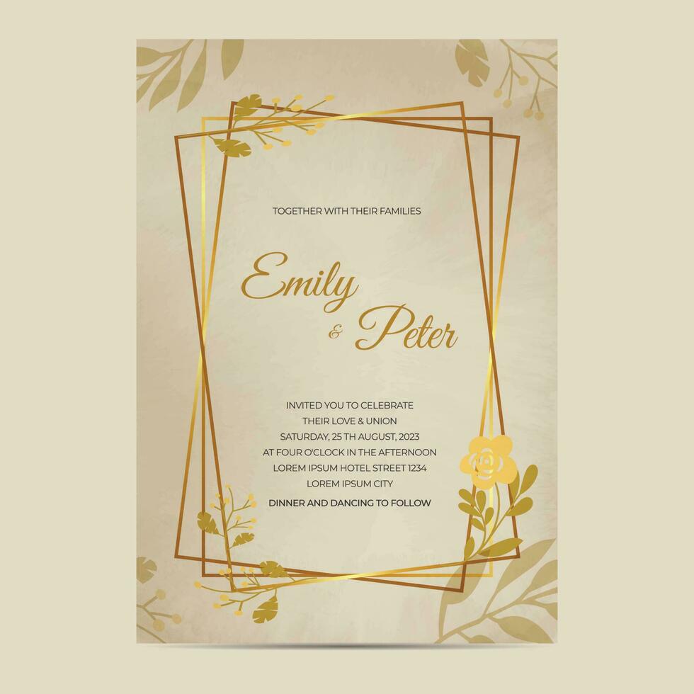 WedWedding invitation card watercolor background with rose bouquet Free Vector