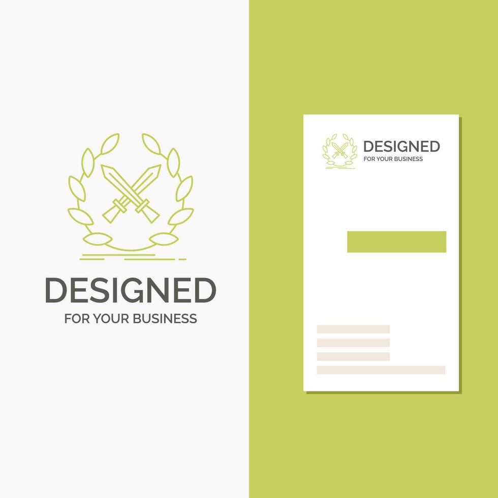 Business Logo for battle. emblem. game. label. swords. Vertical Green Business .Visiting Card template. Creative background vector illustration