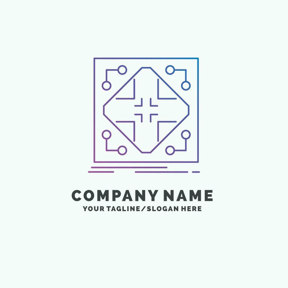 Data. infrastructure. network. matrix. grid Purple Business Logo Template. Place for Tagline vector