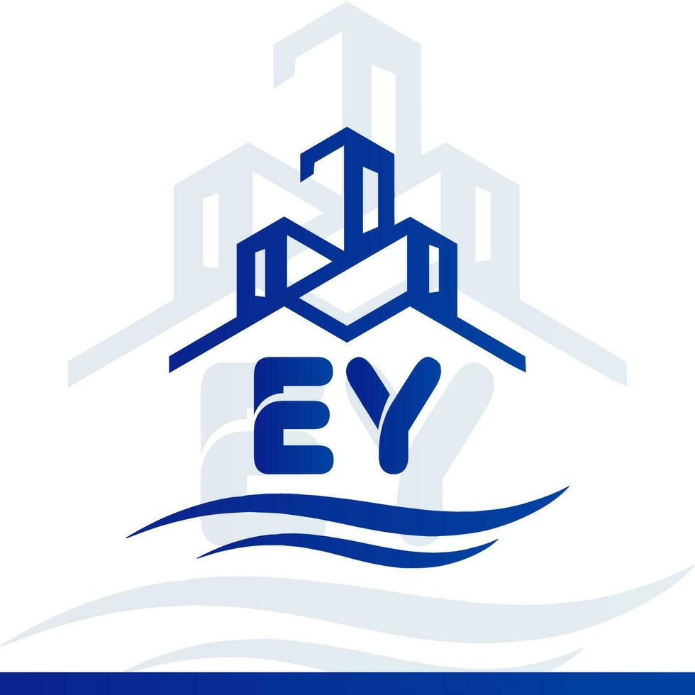 Blue real estate logo for your company, and YouTube logo design vector
