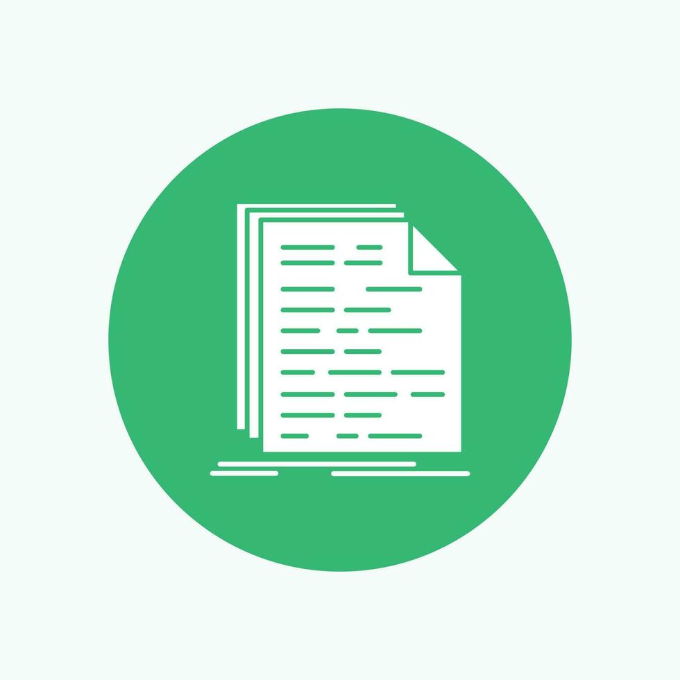 Code. coding. doc. programming. script White Glyph Icon in Circle. Vector Button illustration