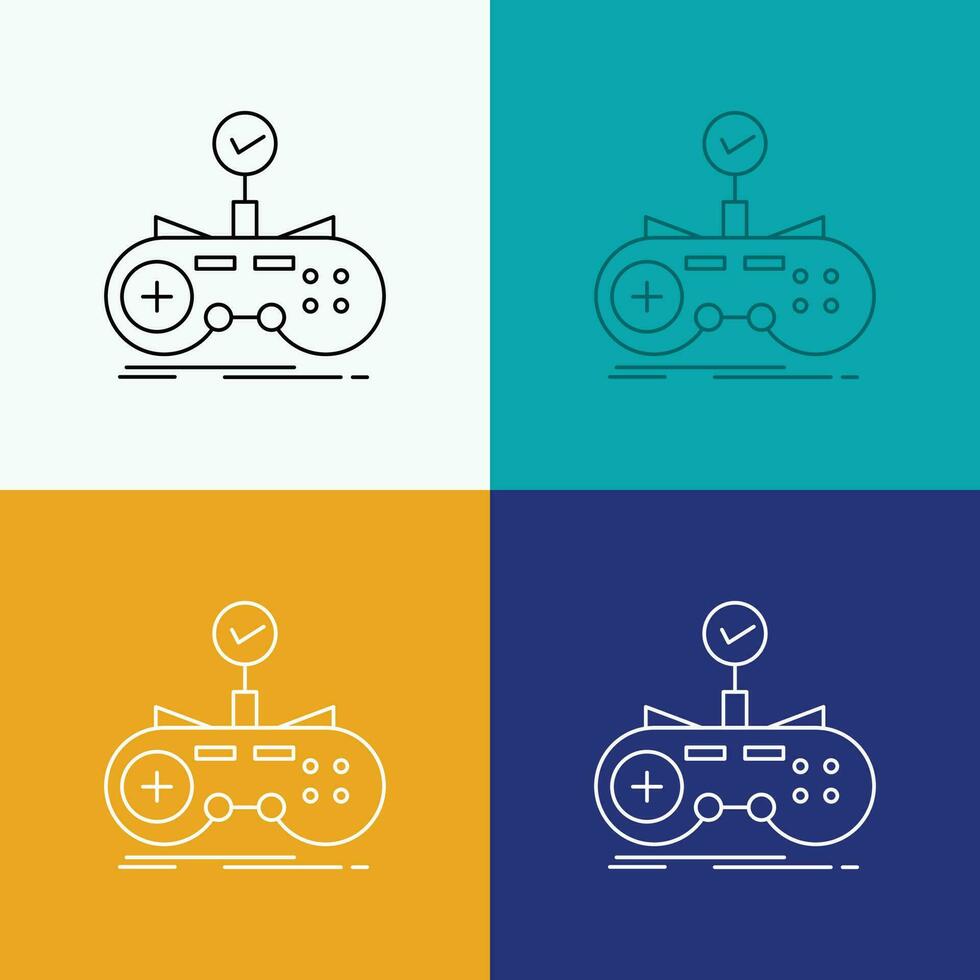 Check. controller. game. gamepad. gaming Icon Over Various Background. Line style design. designed for web and app. Eps 10 vector illustration