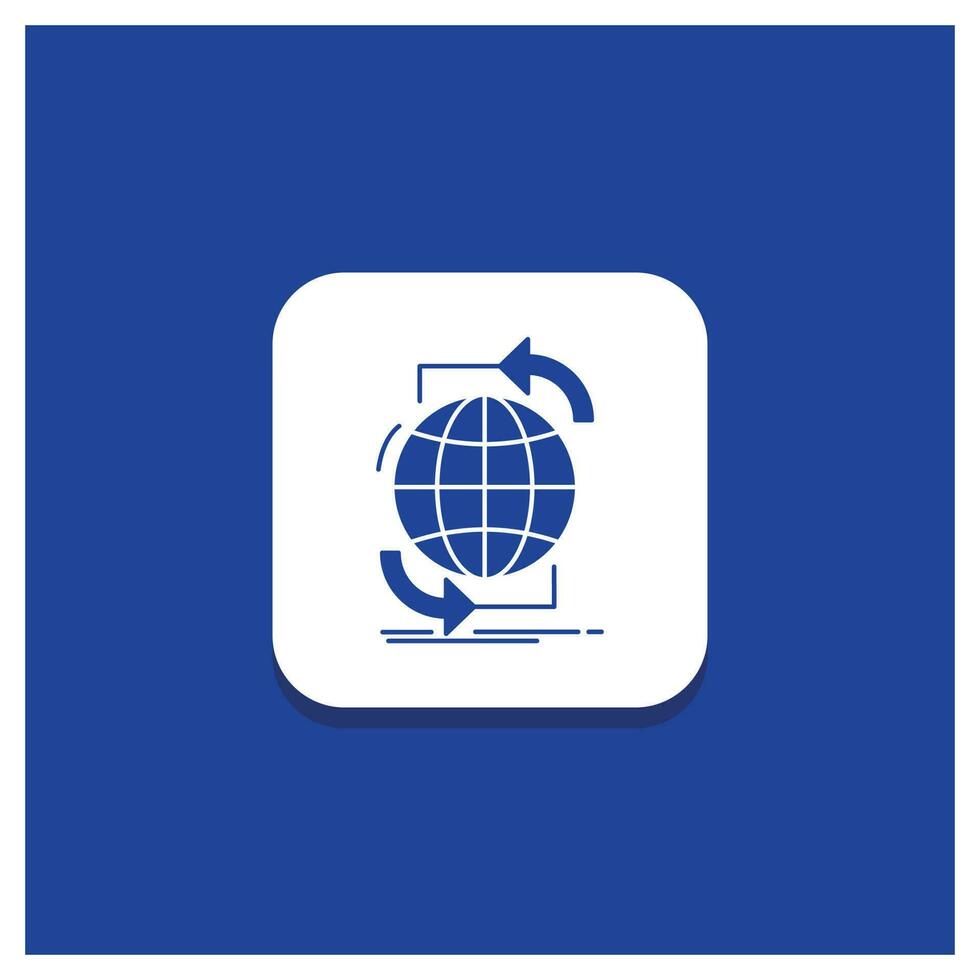 Blue Round Button for Connectivity. global. internet. network. web Glyph icon vector